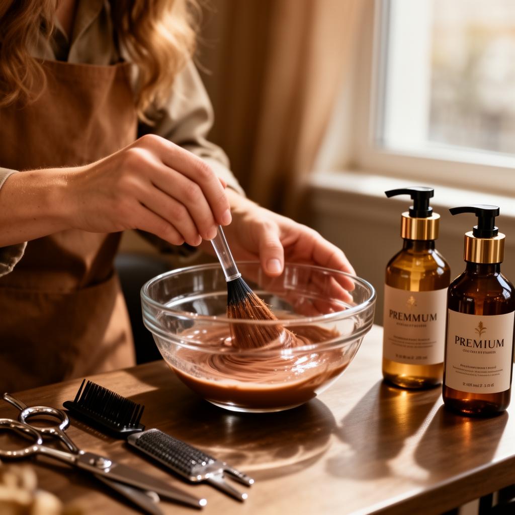 Hands preparing a treatment in a service studio